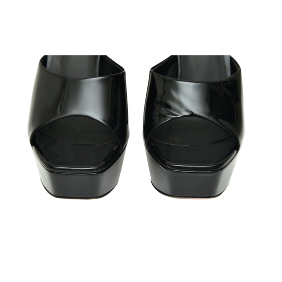 LE SILLA Black Patent Leather RESORT Mule Sandal Platform Heel Slip On 38 $790 - Picture 5 of 10